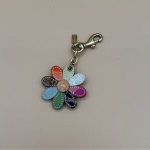 Coach Multicolor Patchwork Daisy Bag Charm with Gold Hardware & Mini Hang Tag